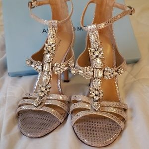 Antonio melani bejeweled silver heels